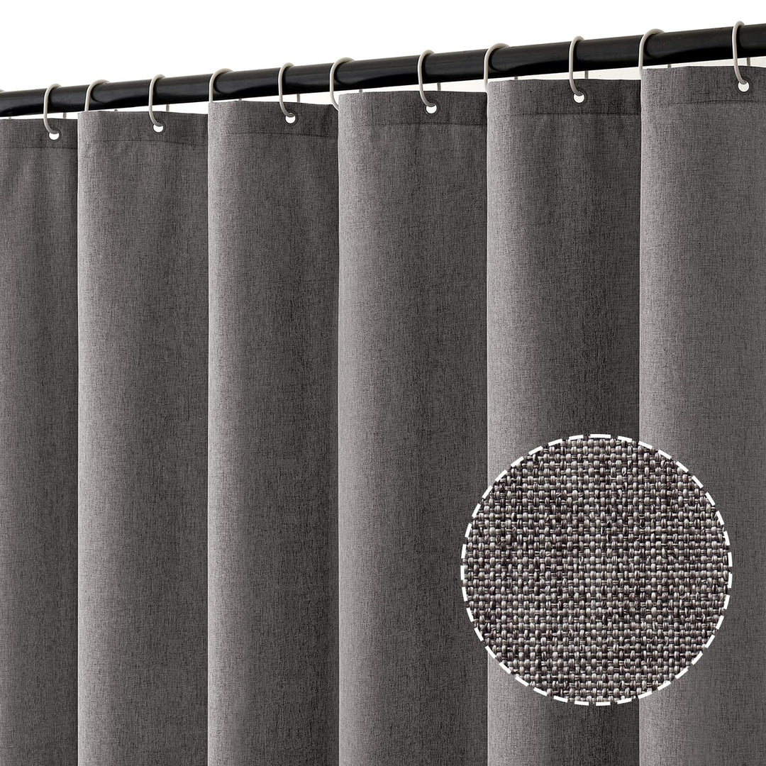 MIULEE Leinen Texturiert Duschvorhang 120x180 cm grau, Schwerer Hotel Luxus Polyester Wasserdicht Du