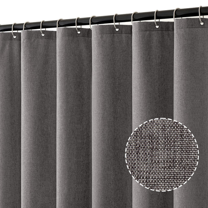MIULEE Leinen Texturiert Duschvorhang 120x180 cm grau, Schwerer Hotel Luxus Polyester Wasserdicht Du
