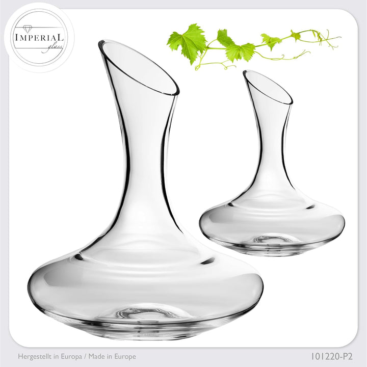 IMPERIAL Dekanter 2100ml Set 2-Teilig 'Athen' Weinkaraffe aus Crystalline Glas Weindekanter Handgefe
