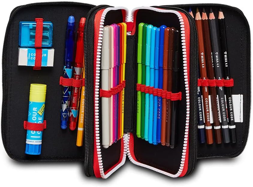 Seven Federmäppchen, Mäppchen, mehrfarbig, Federtasche für Schreibwaren, Etui mit Stiften, Kugelschr