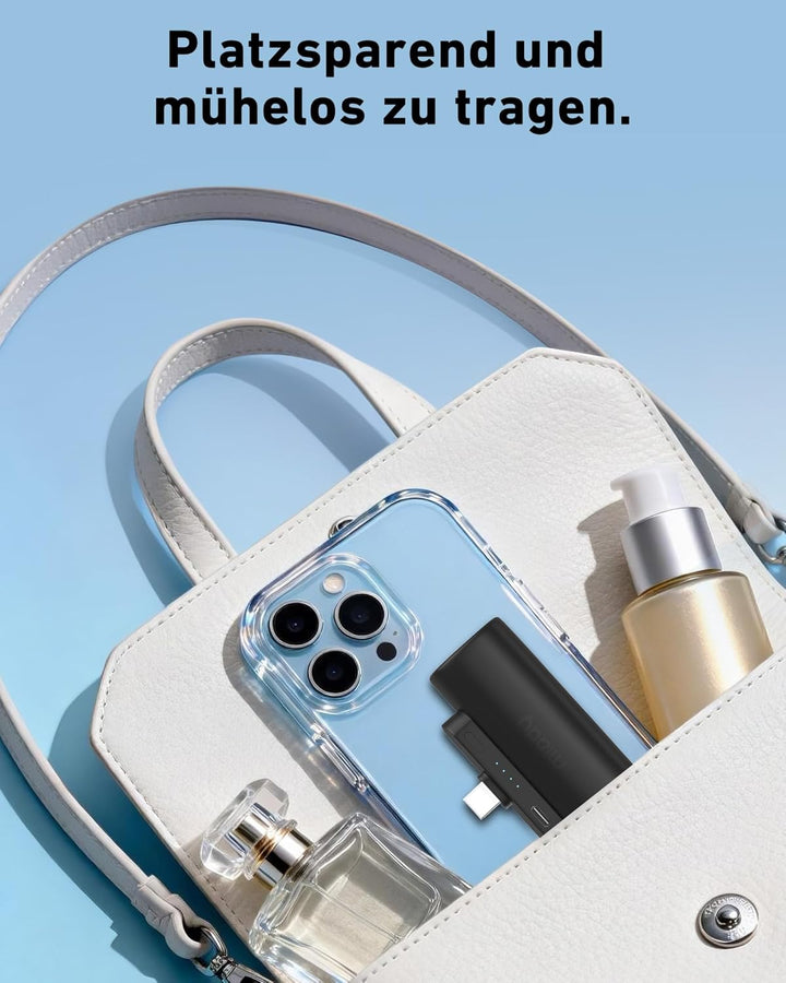 [2 Stück] Miady Mini Power Bank Klein Aber Stark, 5000mAh 5V/2.4A USB C Ausgang Externer Akkus, Komp