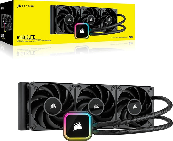 Corsair iCUE H150i RGB Elite CPU-Flüssigkeitskühler (16 Dynamische RGB-LEDs, AF Elite Series 120-mm-