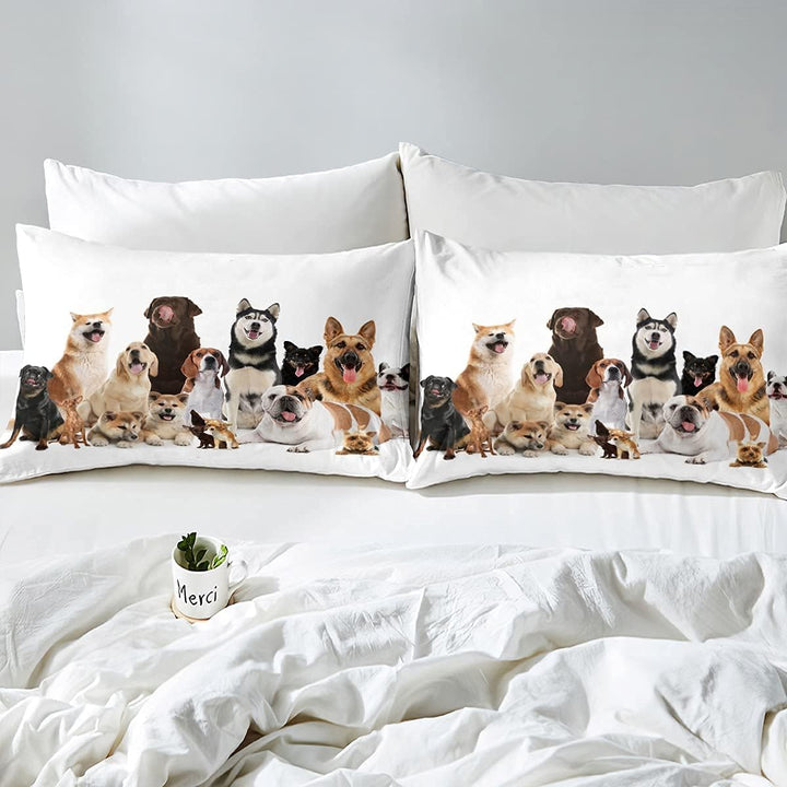 Loussiesd Kinder Bettwäsche Set Hund Muster Microfaser Bettbezug Set für Jungen Mädchen Tier Haustie