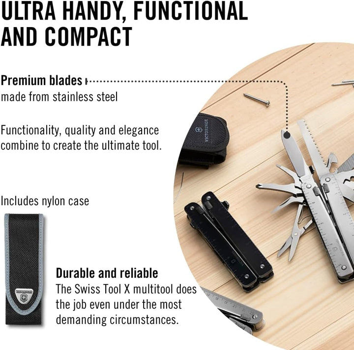 Victorinox, Multifunktionstool, SwissTool, Taschen Werkzeug, Funktionen, Kombi-Spitzzange, Feststell