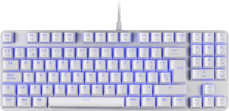 Mars Gaming MKREVOPROWBRES Weiss, Mechanische RGB Gaming Tastatur, TKL+ NUM, Braun Switch, Spanisch