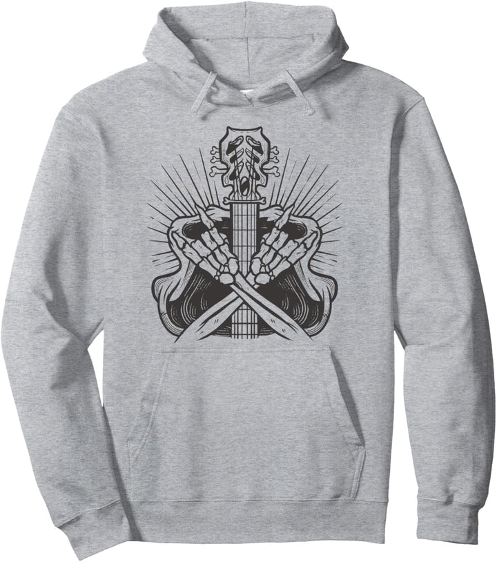 Skelett und Gitarre Musikinstrument Pullover Hoodie