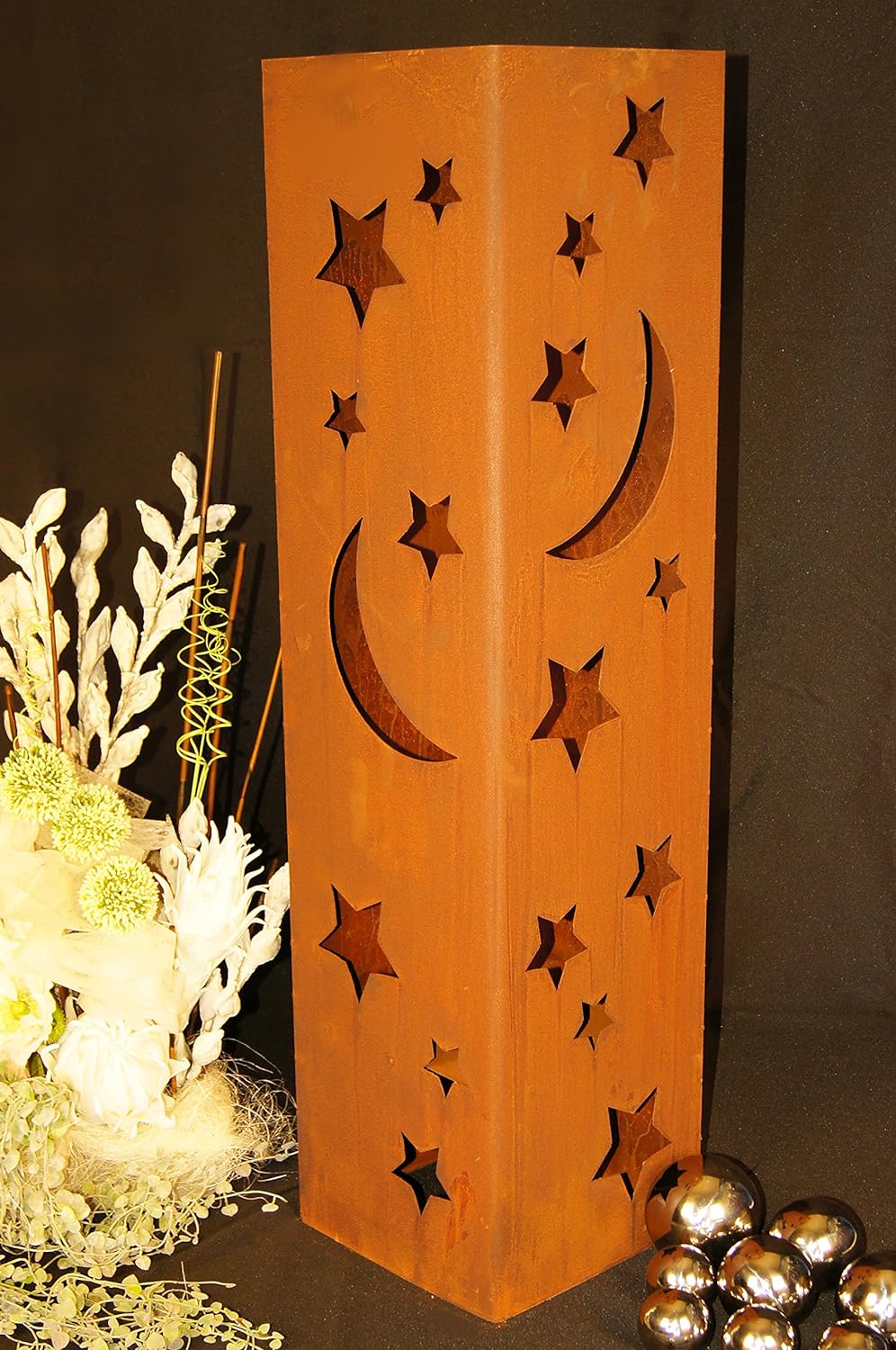 Feuersäule Sternenzauber Edelrost Rost Metall Gartendeko Garten Stele Fackel Feuer Säule