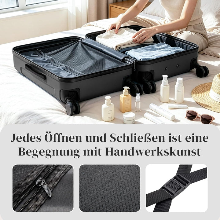 LEADZM Kofferset 4 teilig Hartschale mit verstärkten Ecken, Reisekoffer mit Rollen Gross, Handgepäck