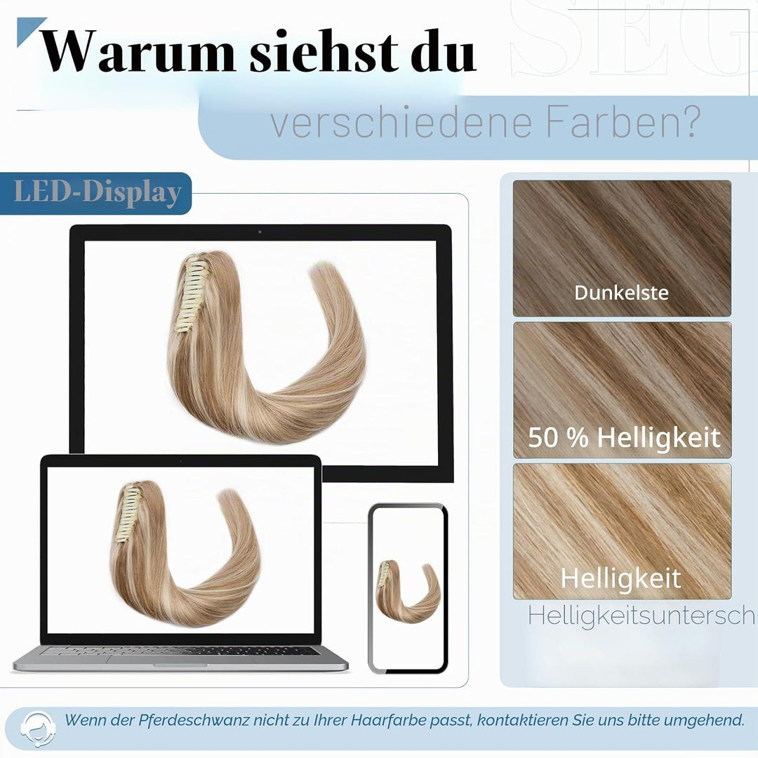 SEGO Ponytail Extension Echthaar Pferdeschwanz Zopf Clip in Haarteil Haarverlängerung 100% Remy Haar