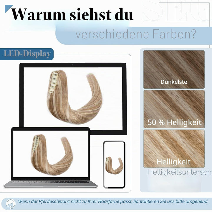 SEGO Ponytail Extension Echthaar Pferdeschwanz Zopf Clip in Haarteil Haarverlängerung 100% Remy Haar