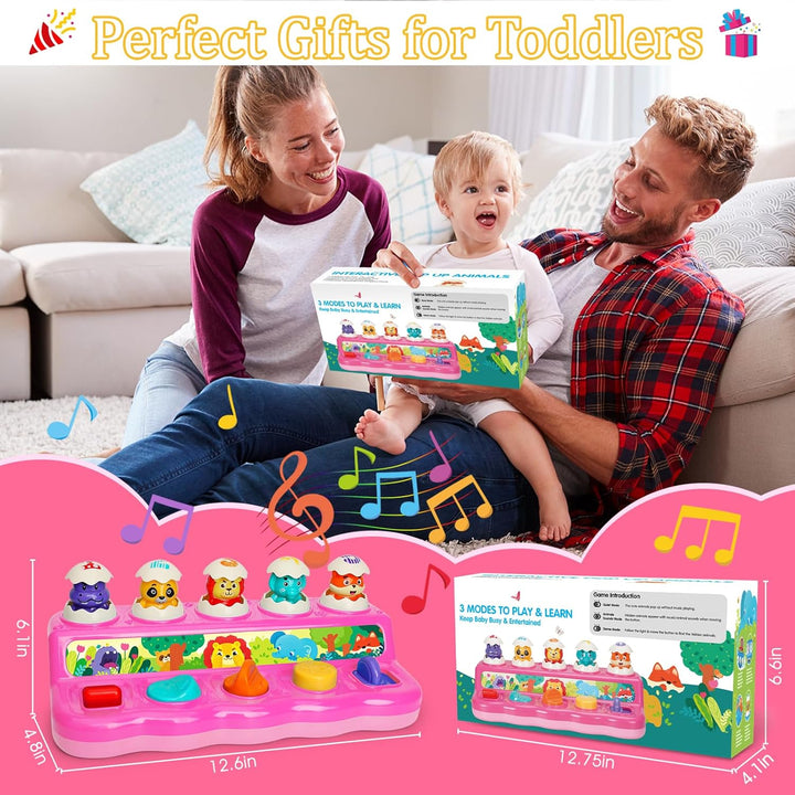 Baby Spielzeug ab 1 Jahr Mädchen, Pop up Baby Montessori Spielzeug 6 8 9 10 12 Monate mit Musik &amp; Li