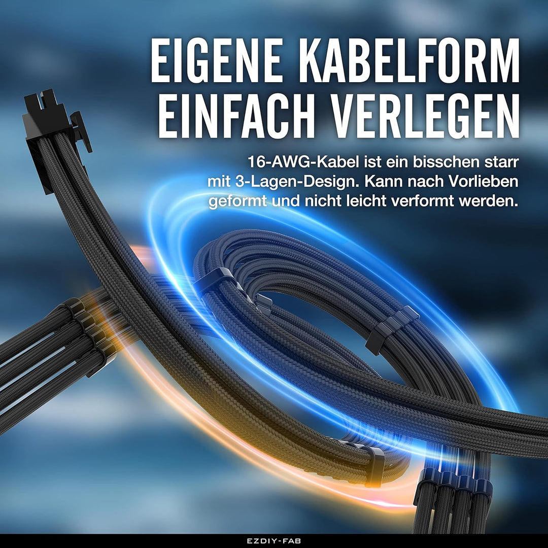 EZDIY-FAB Sleeved Cable - Kabelverlängerung für Stromversorgung mit Combs 24 Pin 8PIN 6PIN 4 + 4 Pin