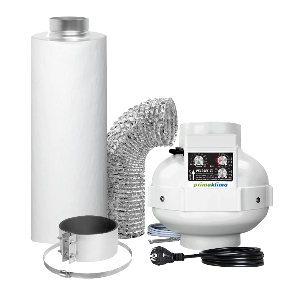 GrowPRO Lüftungsset 680m3/h EC PRO Temperaturgesteuert inkl. Aktivkohlefilter und Zubehör 680 m3/h,