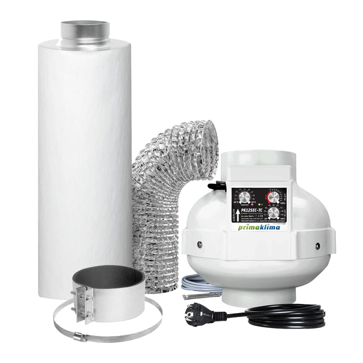 GrowPRO Lüftungsset 680m3/h EC PRO Temperaturgesteuert inkl. Aktivkohlefilter und Zubehör 680 m3/h,