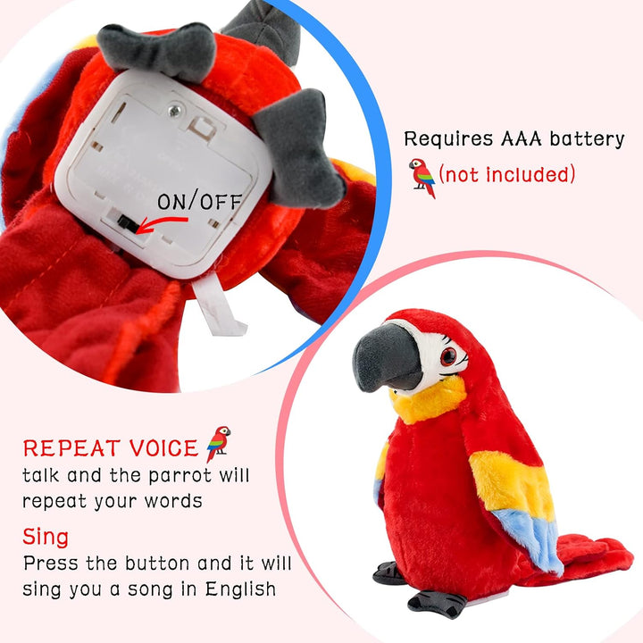 Elektrische Sprechender Papagei Spielzeug, Stimme Wiederholen und Auf Englisch Singen, Aufzeichnung