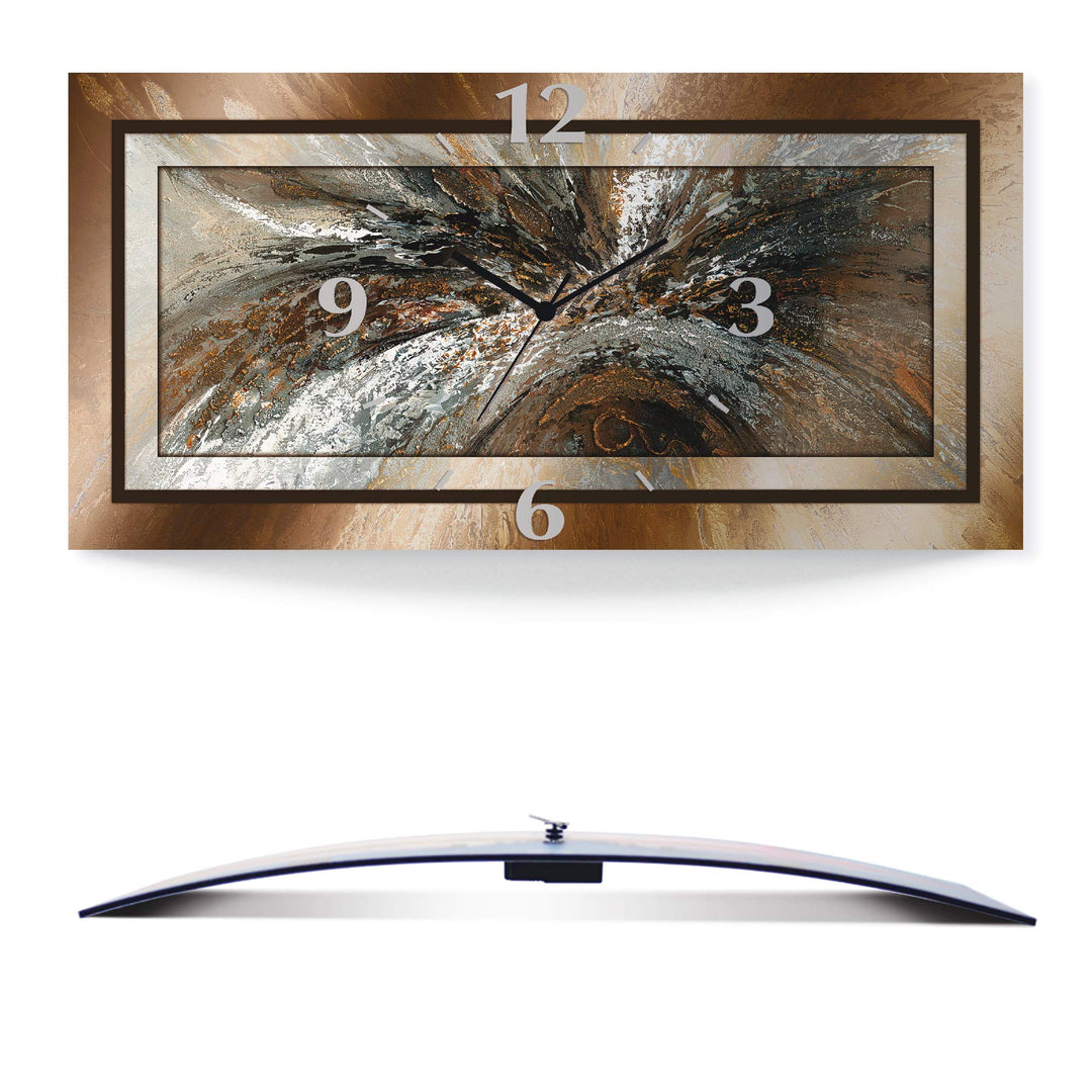 ARTLAND Wanduhr ohne Tickgeräusche Alu Quarzuhr 50x25 cm Rechteckig Lautlos Design Abstrakt Kunst Mo