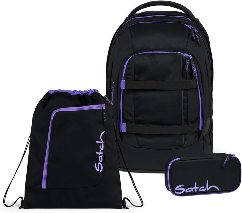 satch Pack Schulrucksack Set 3tlg. inkl. Schlamperbox und Sportbeutel Purple Phantom, Purple Phantom