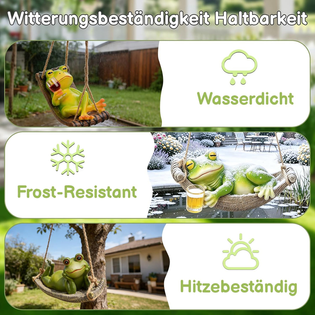 Gartenfrosch-Statuen, hängende Frosch-Gartenfiguren, Dekorationen für drinnen und draussen, Baumschm