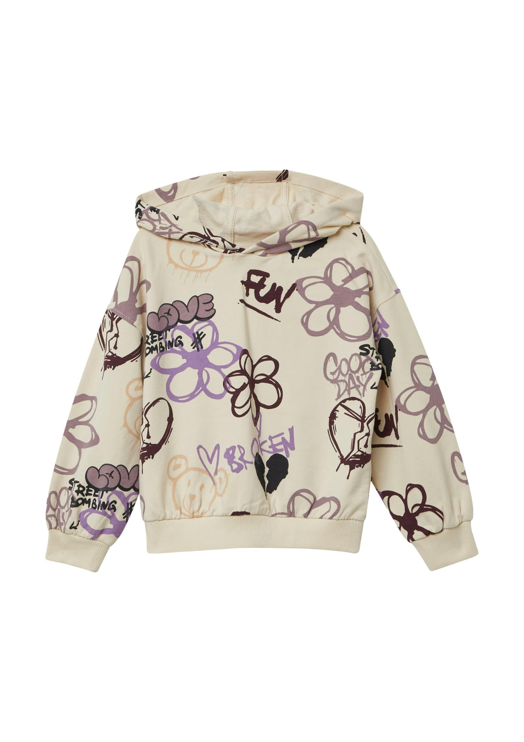 s.Oliver Hoodie mit All-Over-Print im Graffiti-Stil 92-98 04a6_creme, 92-98 04a6_creme