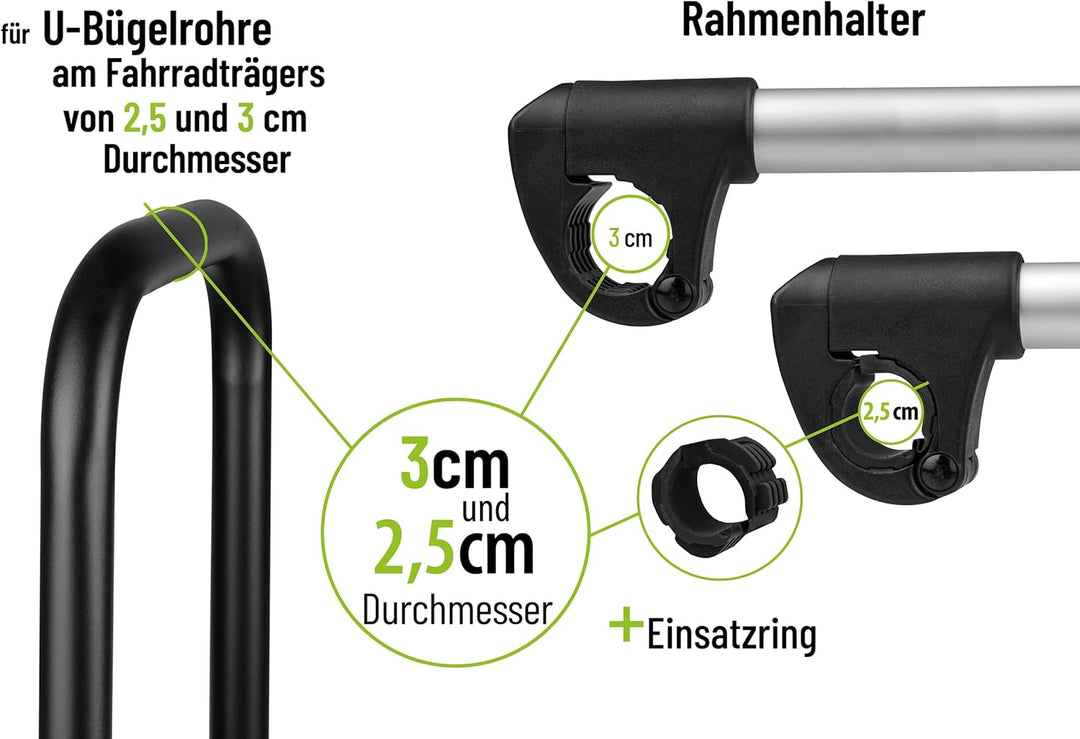 Strap Rahmenhalter lang Ø 25+30mm, Schwarz/Silber