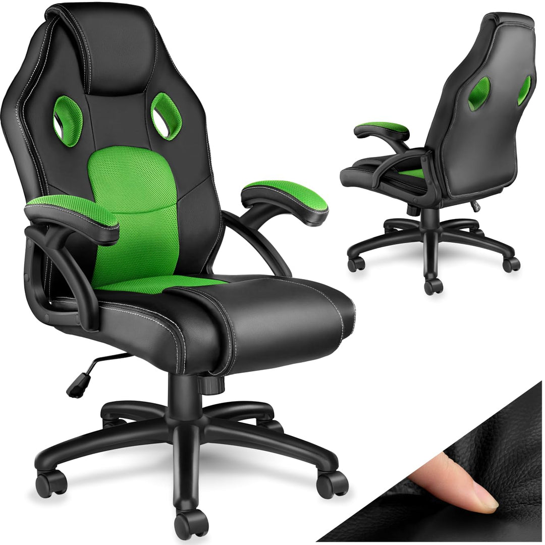 tectake® Racing Bürostuhl, Gaming Stuhl mit Wippfunktion, Chefsessel, Drehstuhl mit Rollen, höhenver