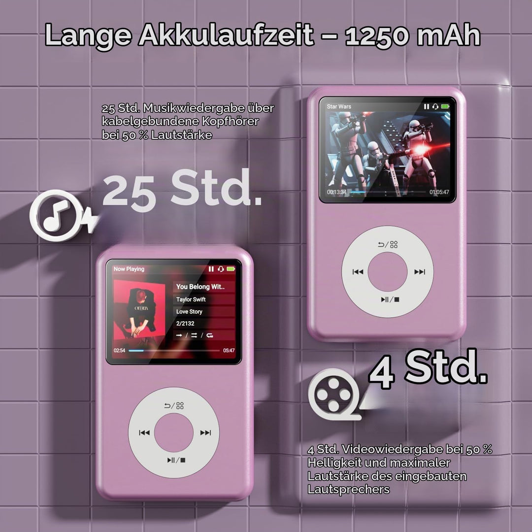 Innioasis Y1 Zeitlose Klasse 128 GB Digitaler Kinder-Musikplayer（lila）, lila