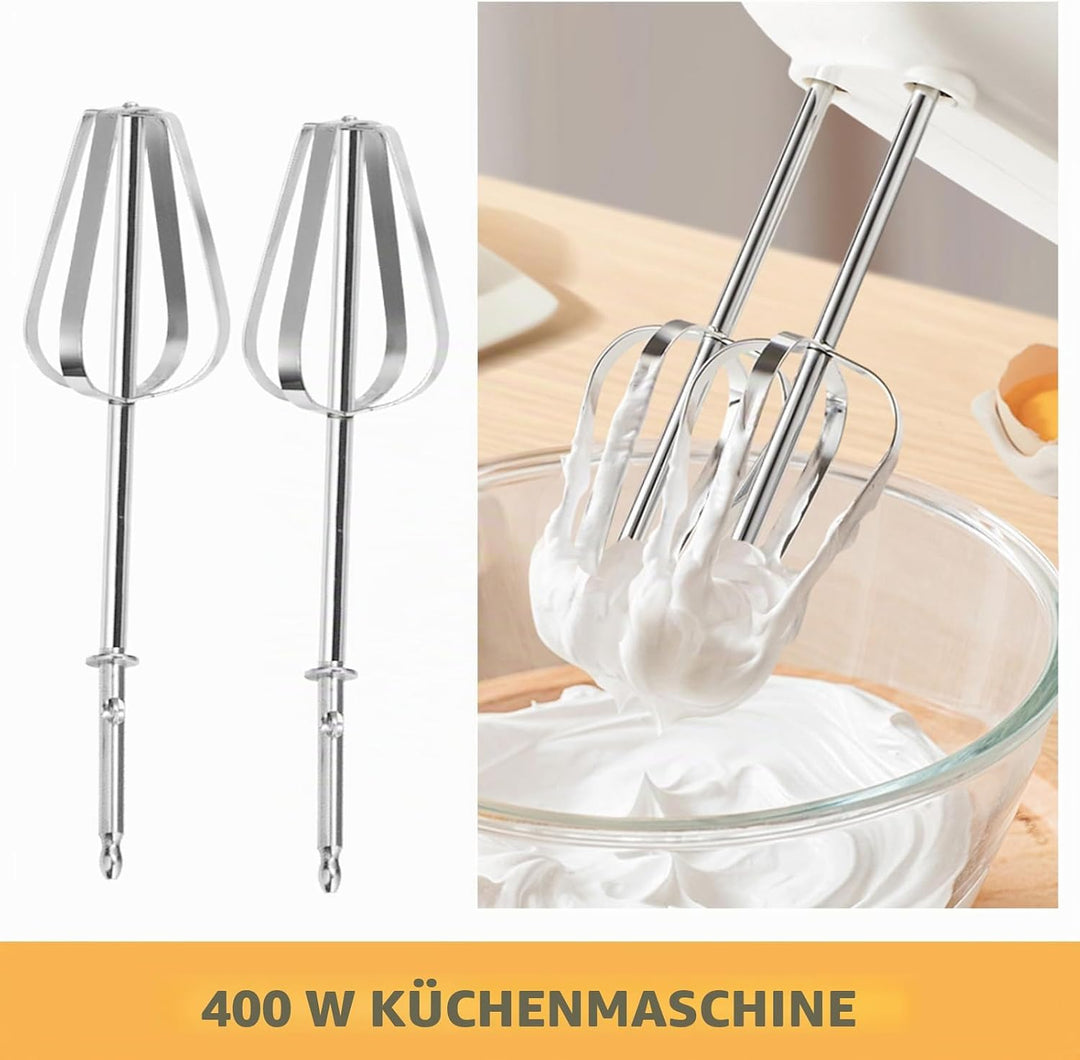 Handmixer 400W, Handrührgerät mit 5 Stufen &amp; Turbo-Funktion, Edelstahl Rührgerät Hand Mixer mit 2 Rü