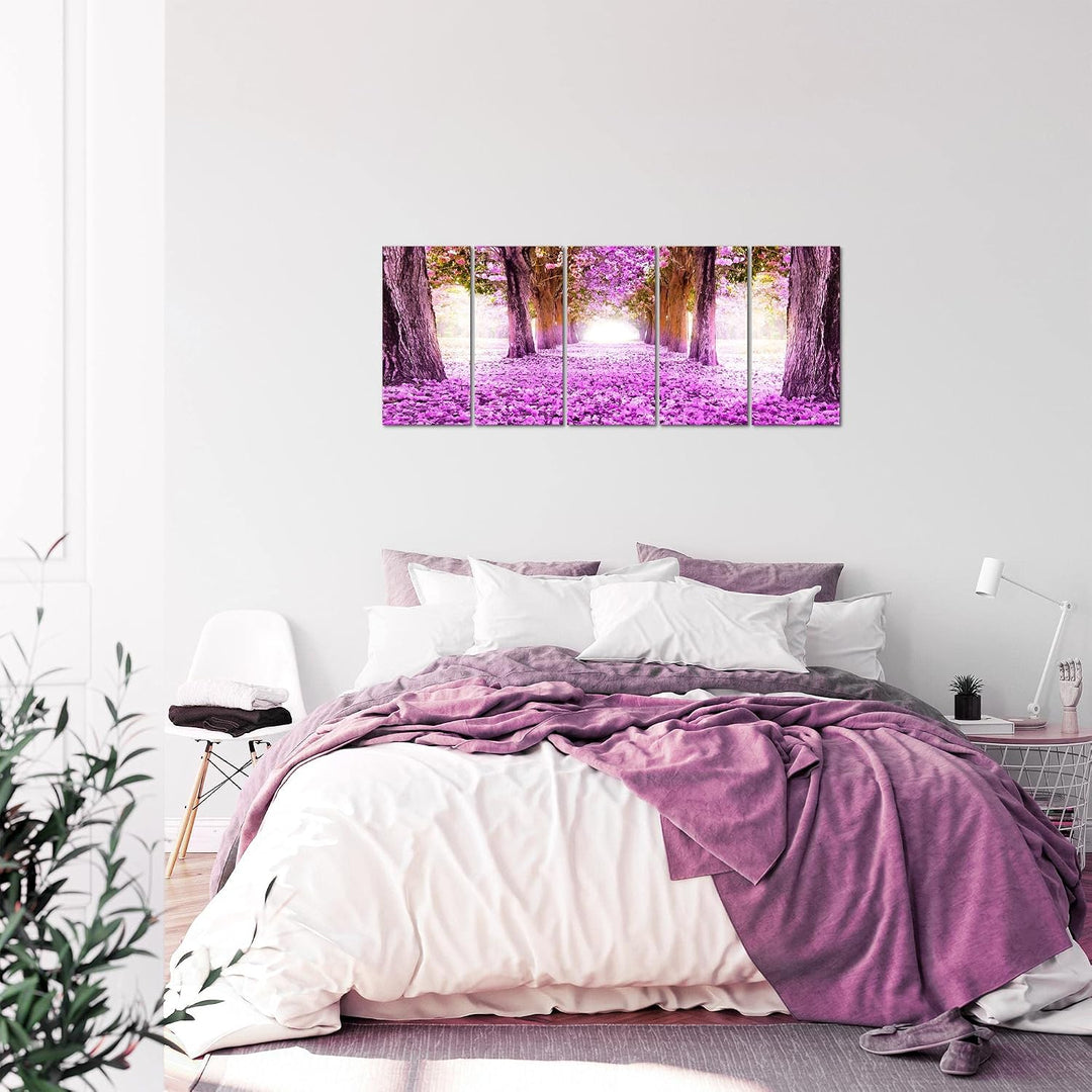 Runa Art Bild Wald Landschaft Wandbilder auf Vlies Leinwand 5 Teilig Wanddekoration Schlafzimmer Woh
