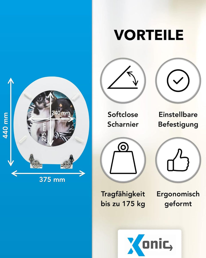 Xonic Design WC-Sitz - Premium Klo-Deckel - Toilettensitz mit Absenkautomatik - hochwertige Klobrill