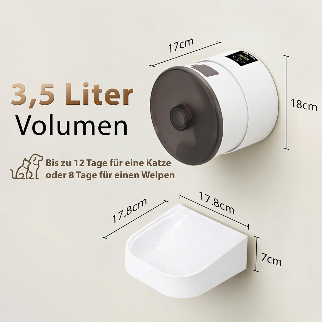 Futterautomat Katze 3.5L,Automatischer Futterspender mit 2.4G WiFi Timer für Trockenfutter,1-6 Mahlz