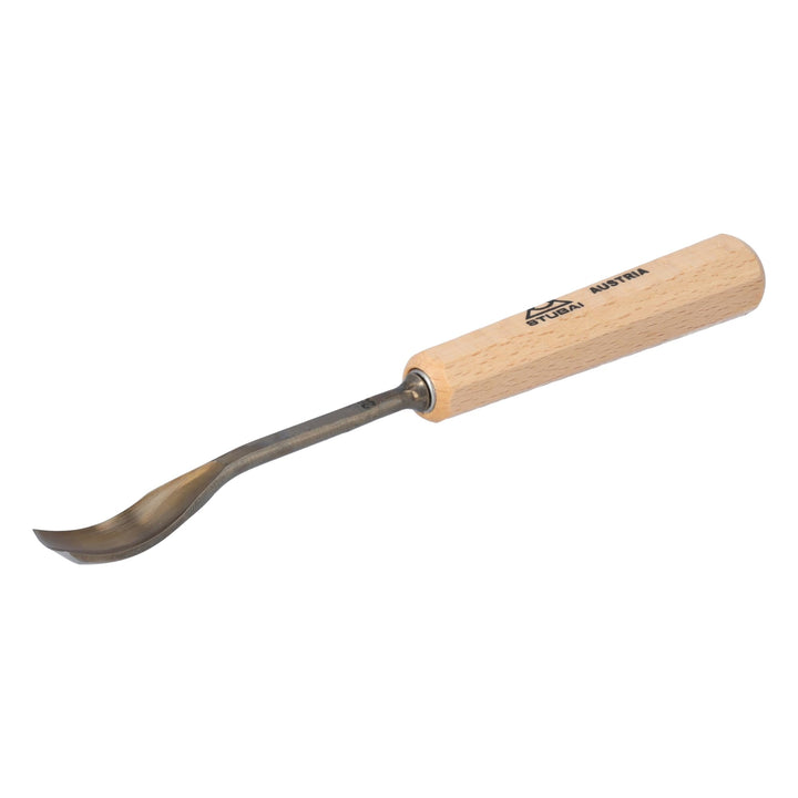 STUBAI Stemmeisen Stechbeitel Serie 52 - Form 26 | Gekröpftes Hohleisen 12 mm, mit Holzgriff, zum Vo