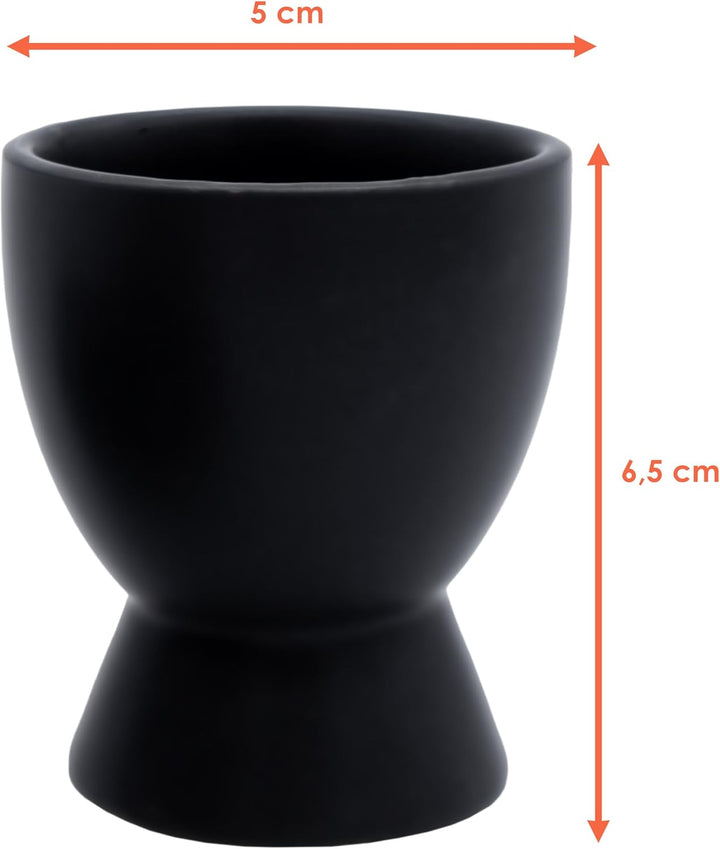 Spetebo Feinkeramik Eierbecher schwarz matt - 8er Set - Eierhalter in klassischer Form - Frühstückse
