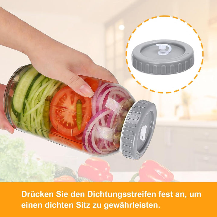 Fermentierglas 2 Stück 2L, 64oz Kimchi Behälter mit Luftschleuse und Gewicht, Kefir Glas mit Deckel,