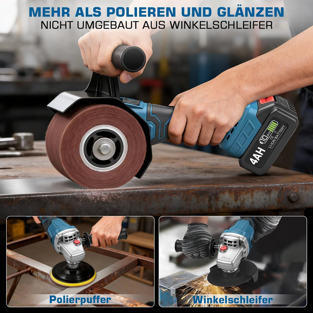 3 IN 1 Satiniermaschine & Poliermaschine & Winkelschleifer, 1200W Akku-Bürstenschleifer Brushless, 5