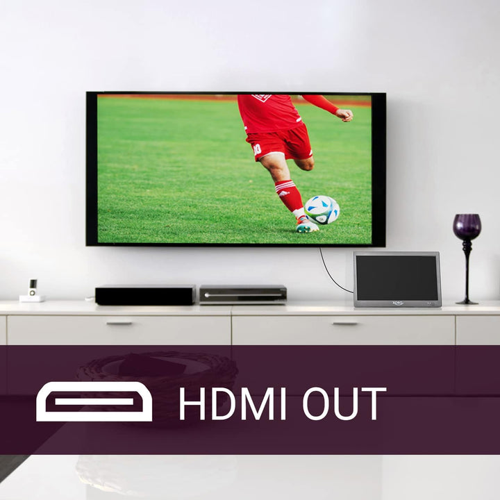 Xoro PTL 1015 V2-10.1 Zoll Tragbarer Fernseher mit DVB-T2 H.265/HEVC Tuner, 3500 mAh Akku, USB 2.0 M