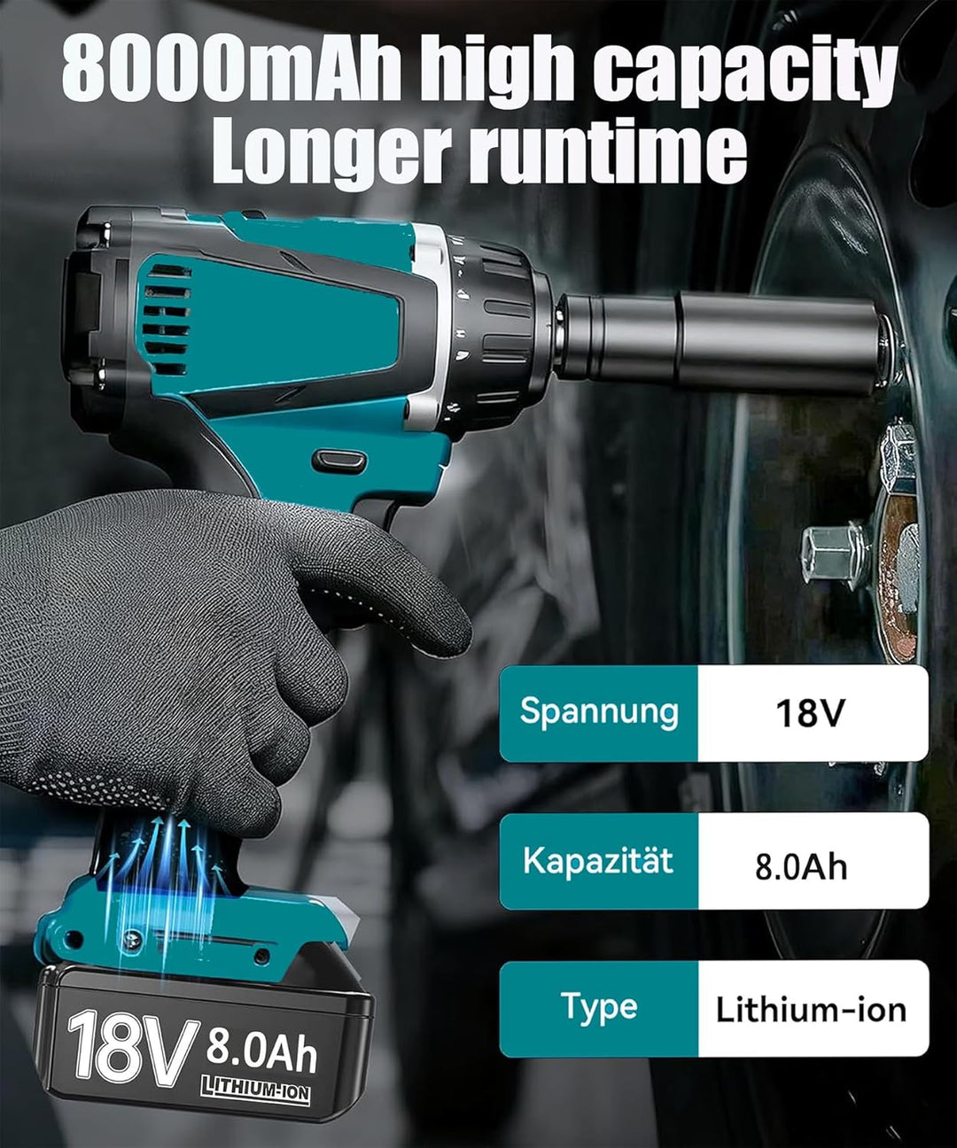 2X 18V 8.0Ah/8000mAh Ersatzakku für makita akku | Kompatibel BL1860B BL1850B BL1840 BL1830 BL1845 BL