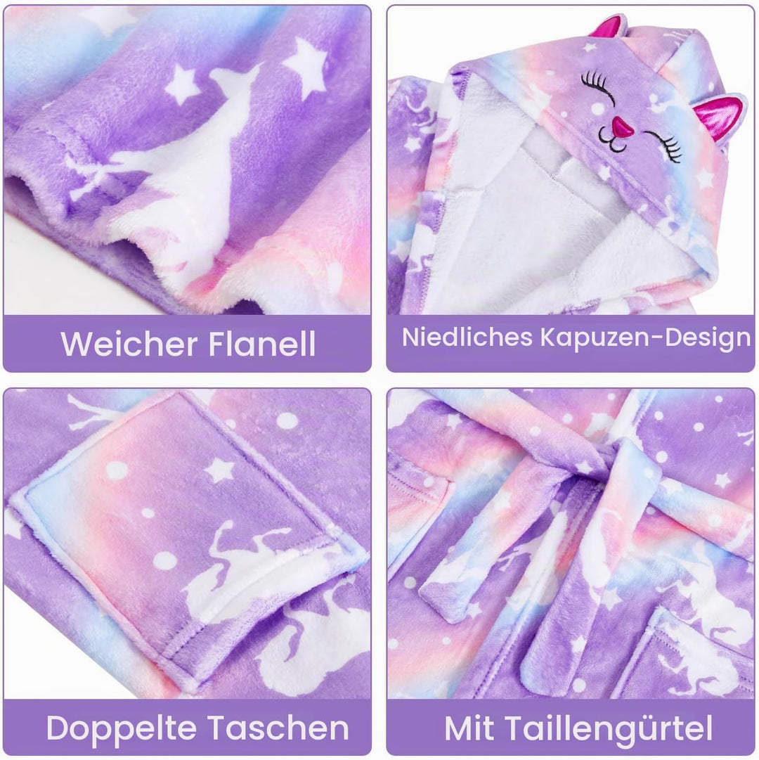 WYTbaby Bademantel Kinder Mädchen Flauschig Fleece bademantel mädchen Lange Ärmel Kinderbademantel m