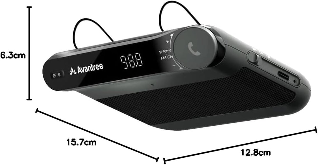 Avantree Roadtrip - Bluetooth Freisprecheinrichtung für Auto und Drahtloser FM Transmitter 2-in-1 Ca