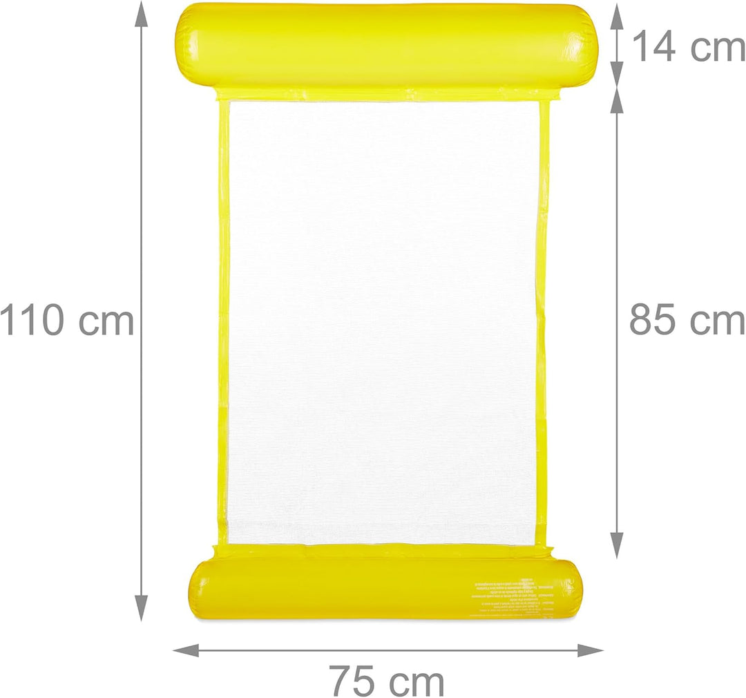 Relaxdays Schwimmhängematte, Pool Luftmatratze mit Netz, 100 kg, für Erwachsene, aufblasbare Wasserh