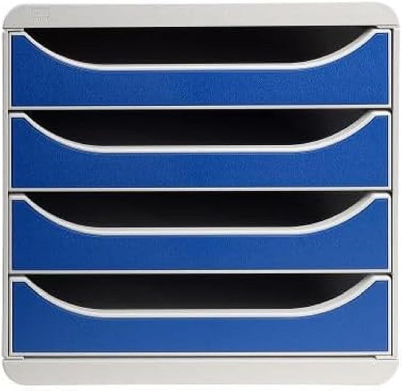 Exacompta 310003D Premium Ablagebox mit 4 Schubladen für DIN A4+ Dokumente. Belastbare Schubladenbox