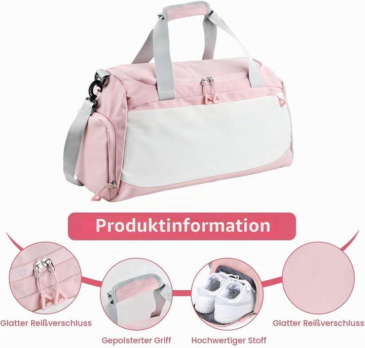Sporttasche &amp; Reisetasche für Damen und Herren, 50x23x27cm Reisetasche Duffel Bag mit Schuhfach &amp; Na