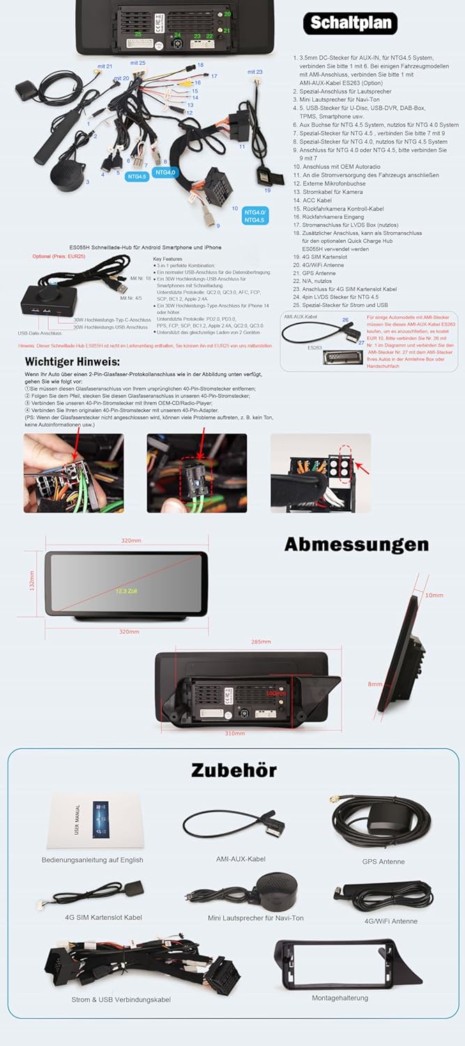 Erisin 12.3 Zoll Qualcomm 8-Kern 8GB+128GB Android 16 Autoradio für Mercedes E Klasse W207 C207 2013