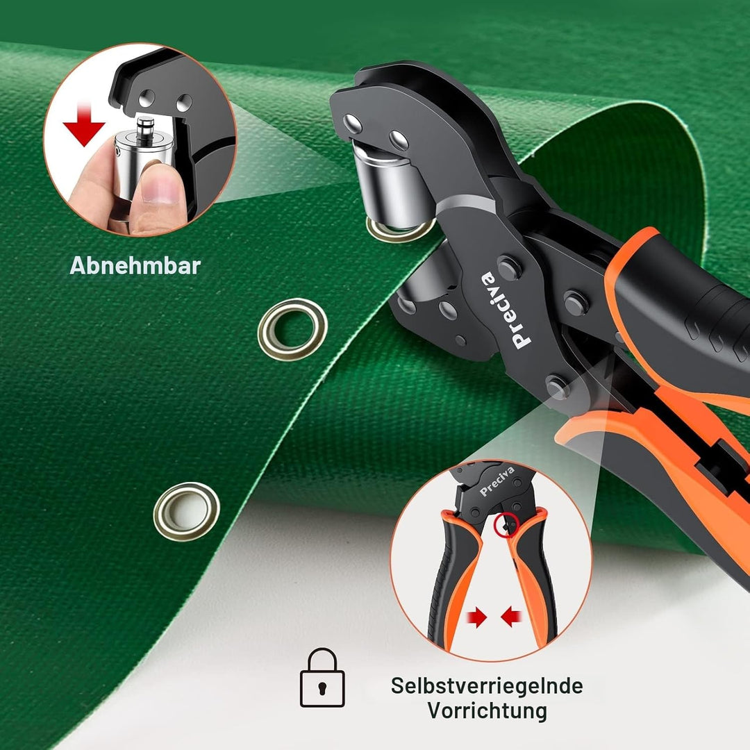 Ösenzangen Set, Profi Ösenzange mit Hebeltechnik Sichere Ösenpresse 10mm mit 500 Ösen Magnetische Ös