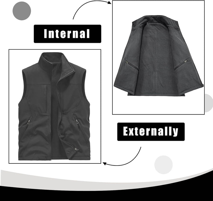 BWBIKE Herren Fleeceweste Reversible Wear Ärmellose Jacken Plus Velvet Outdoor Winddichte Verdickung