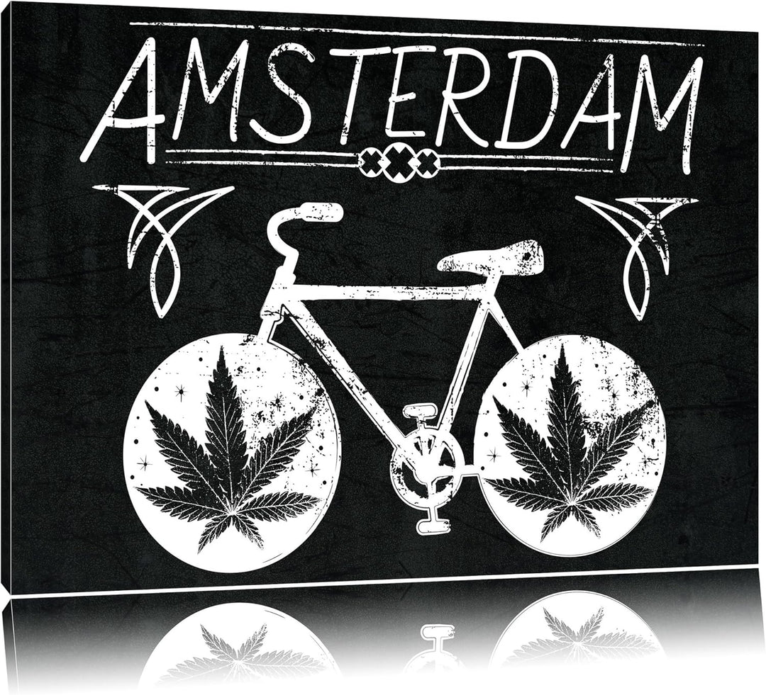 Pixxprint Amsterdam Black Format: 100x70auf Leinwand, XXL riesige Bilder fertig gerahmt mit Keilrahm