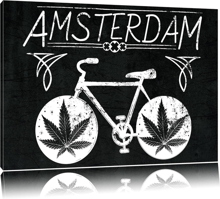 Pixxprint Amsterdam Black Format: 100x70auf Leinwand, XXL riesige Bilder fertig gerahmt mit Keilrahm