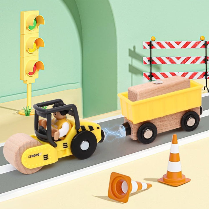 Baufahrzeuge Baustelle Kinder Geschenke Jungen 2 3 4 5 Jahre Holz Magnetisch Fahrzeug Spielzeug mit