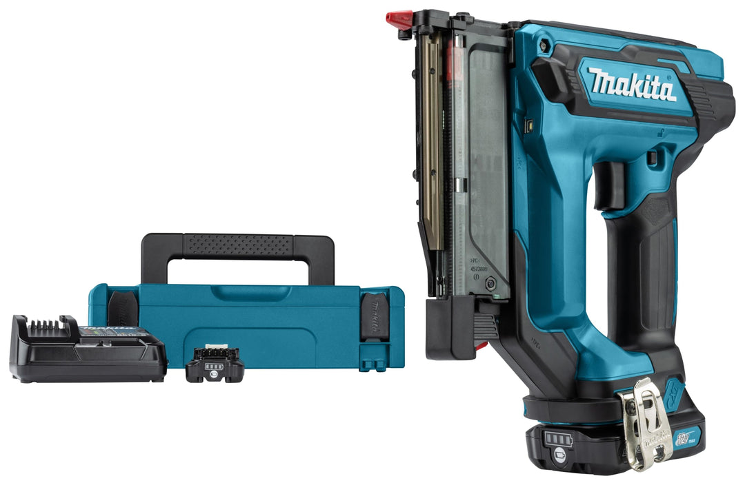 Makita PT354DSMJ Akku-Pintacker 10,8 V / 4,0 Ah, 2 Akkus + Ladegerät im MAKPAC mit 2 Akkus + Ladeger