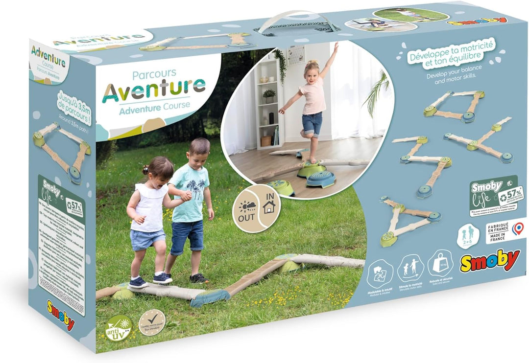 Smoby Life - Abenteuer-Parcours aus 57% Recyclingmaterial - Motorikspielzeug mit 4 Plots & 4 Planken
