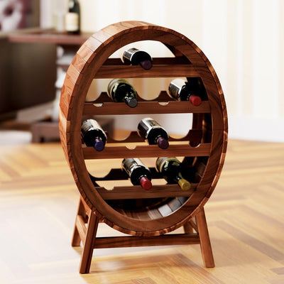 Casaria Weinregal für 12 Flaschen Akazien Holz Fass Stehend 90x 50x 30 cm Keller Küche Wohnzimmer We